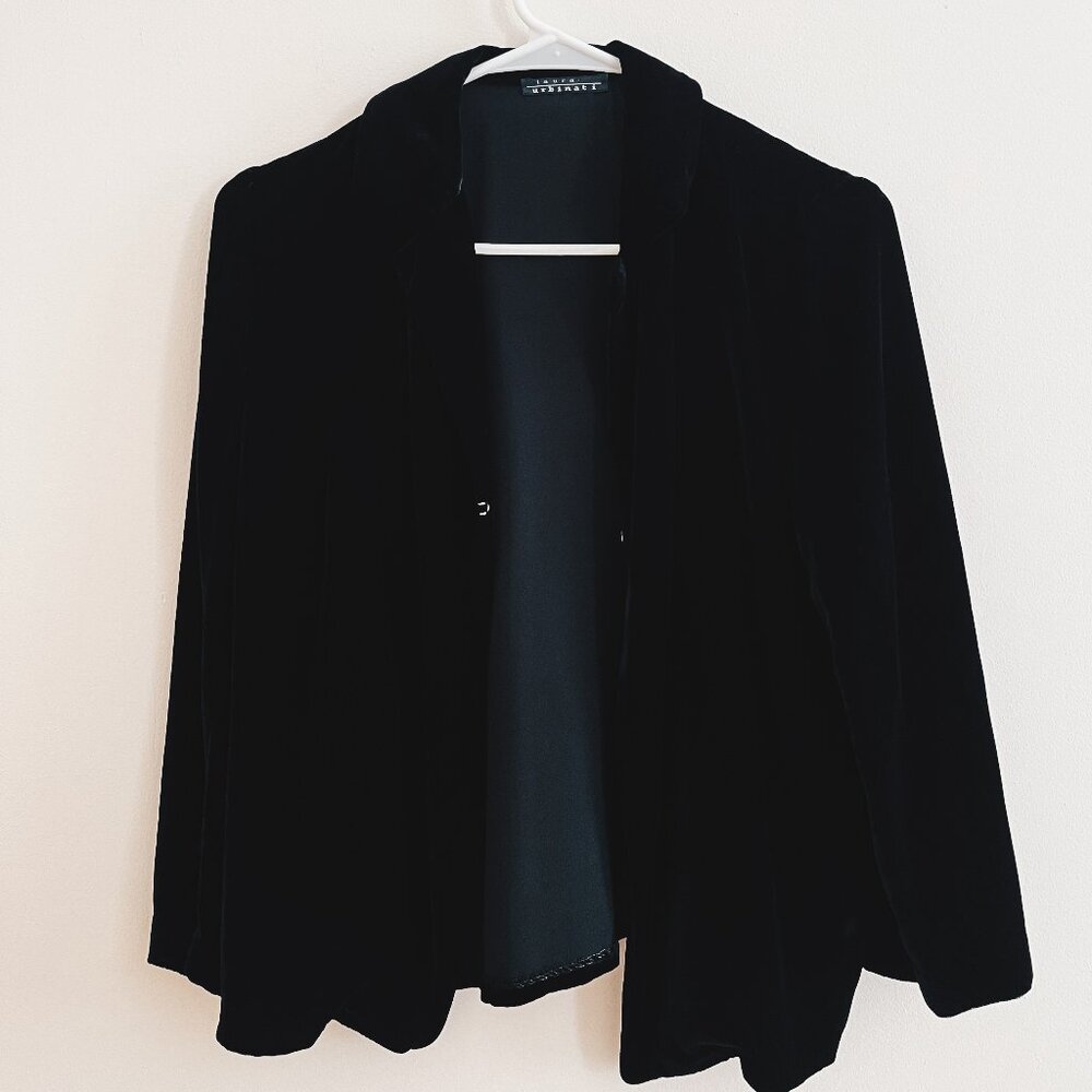Laura Urbinati Women's Black Velvet Blazer - Size 4/S-XS - Made in Italy